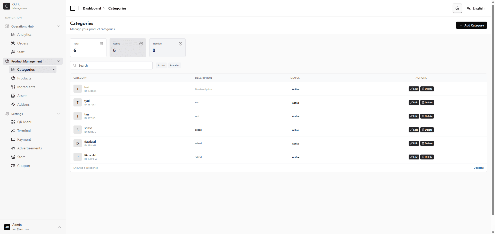 ORDRIQ Produktkonfiguration Ansicht
